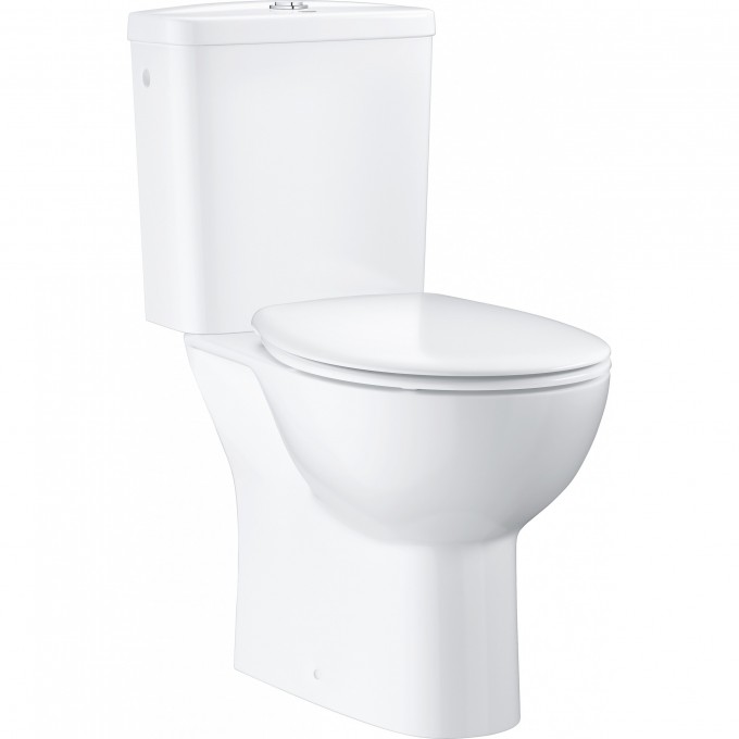 Унитаз напольный GROHE BAU CERAMIC со смывным бачком и сиденьем (выпуск в пол или стену), альпин-белый 39347000