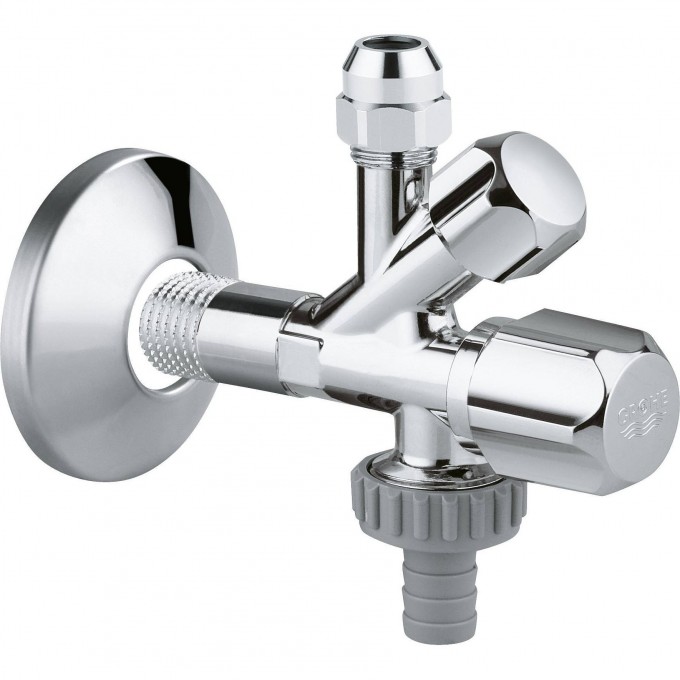Вентиль угловой GROHE комбинированный 1/2″-3/8″ для подключения смесителей, хром 22035000
