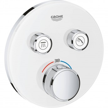 Внешняя часть термостатического смесителя на 2 выхода GROHE GROHTHERM SMARTCONTROL, белая луна